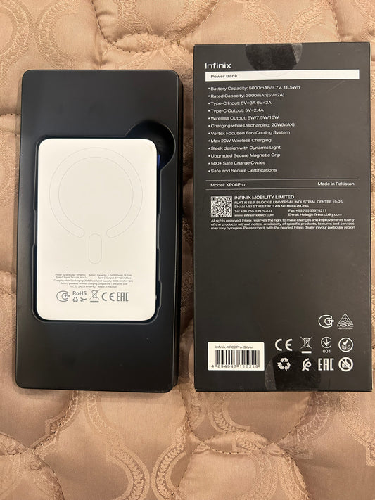 Infinix MagPower Turbo Cooling Magnetic Wireless Power Bank 5000mAh 20W Fast Charging With free Airpods Pro 3
