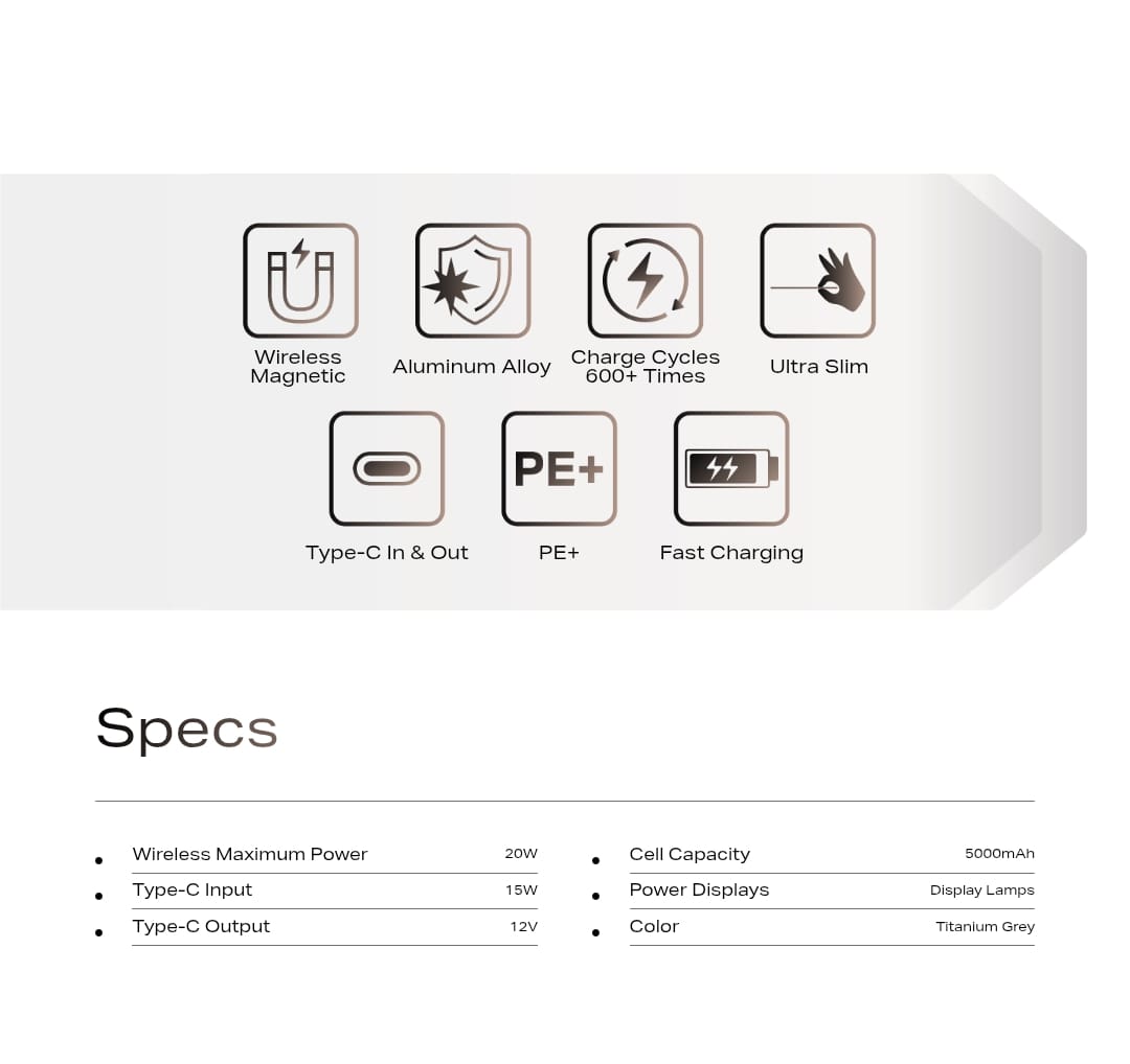 Infinix MagPower XP06 Magnetic Wireless Power Bank – 5000mAh