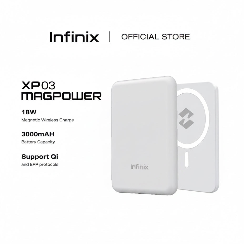 Infinix MagPower XP03 Magnetic Wireless Charger 3000mAh | Fast Charge | Slim Portable Power Bank With Free AirPods Pro3