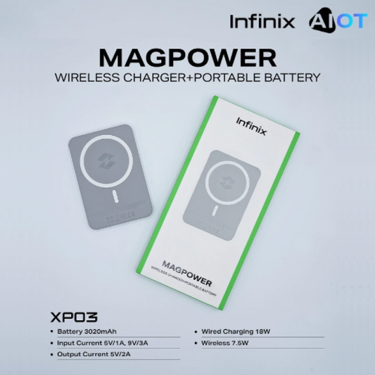Infinix MagPower XP03 Magnetic Wireless Charger 3000mAh | Fast Charge | Slim Portable Power Bank