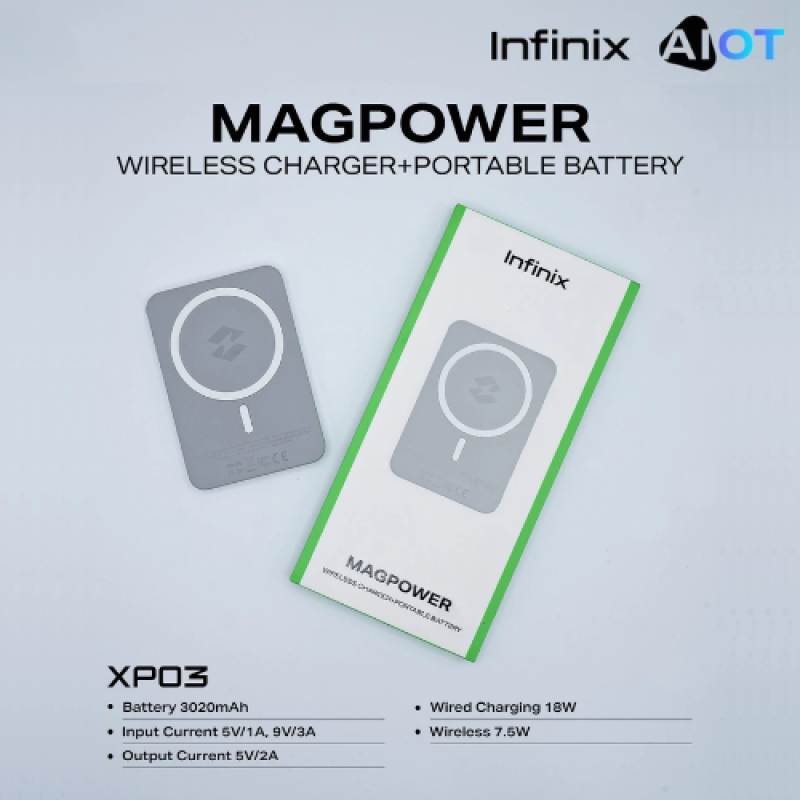Infinix MagPower XP03 Magnetic Wireless Charger 3000mAh | Fast Charge | Slim Portable Power Bank
