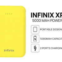 Infinix XP05 5000mAh Power Bank – Fast Charging Portable Charger with Dual USB Output, LED Indicator.