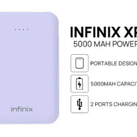 Infinix XP05 5000mAh Power Bank – Fast Charging Portable Charger with Dual USB Output, LED Indicator.