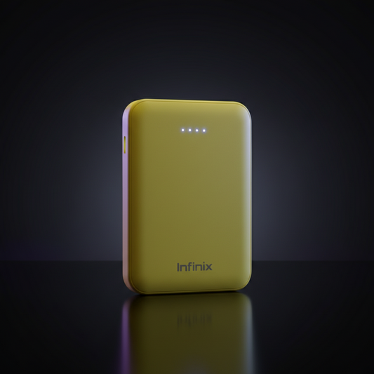 Infinix 5000mAh Power Bank – Fast Charging Portable Charger with Dual USB Output, LED Indicator.